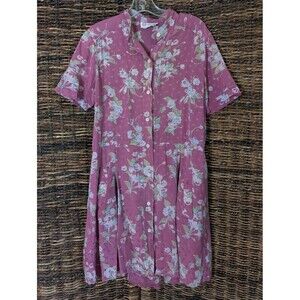 Vintage Chinese Arts & Crafts Silk Floral Mini Dress 8 Cottagecore Romantic Boho
